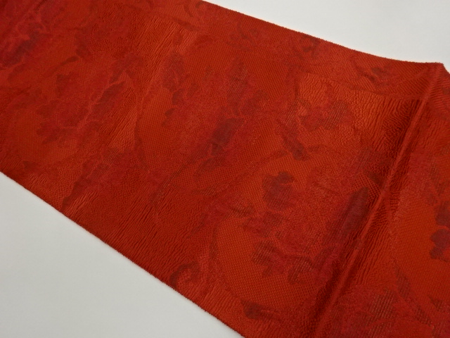 JAPANESE KIMONO / CHIKUZEN HAKATA FLOWER ARABESQUE PATTERN WOVEN NAGOY